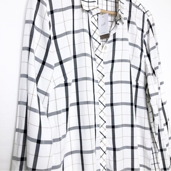 J Jill, windowpane plaid oversized long button down shirt - Picture 3 of 9